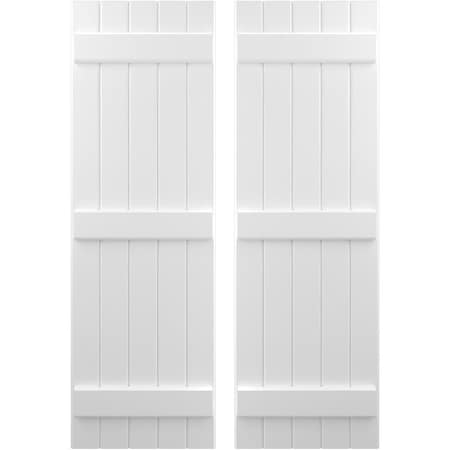 Ekena Millwork Americraft 5-Board, 3 Batten Exterior Real Wood Joined Board-n-Batten Shutters, ARW401BB518X83WHH, PR ARW401BB518X83WHH